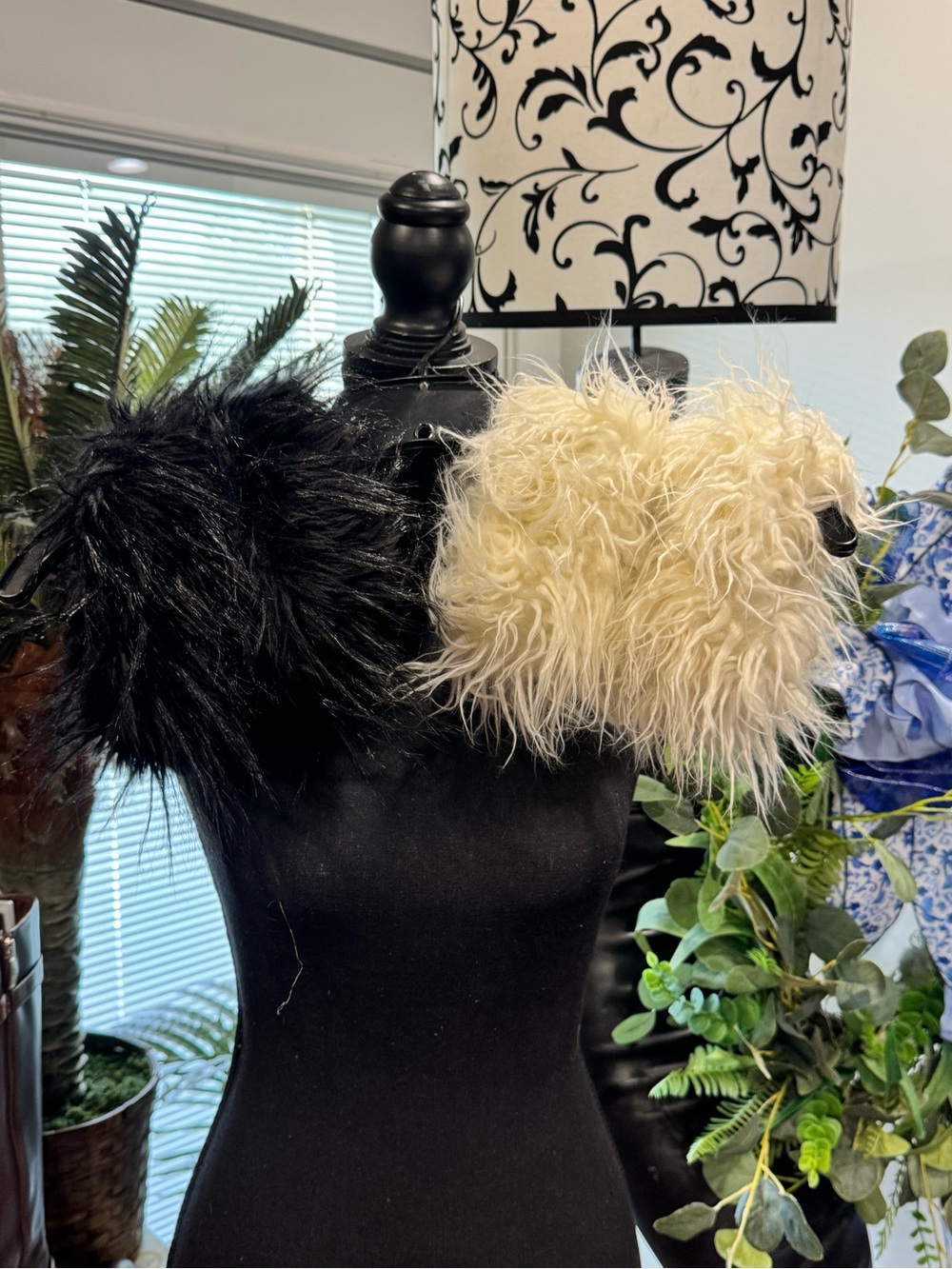 Fabulous Furs boot toppers pair black and white